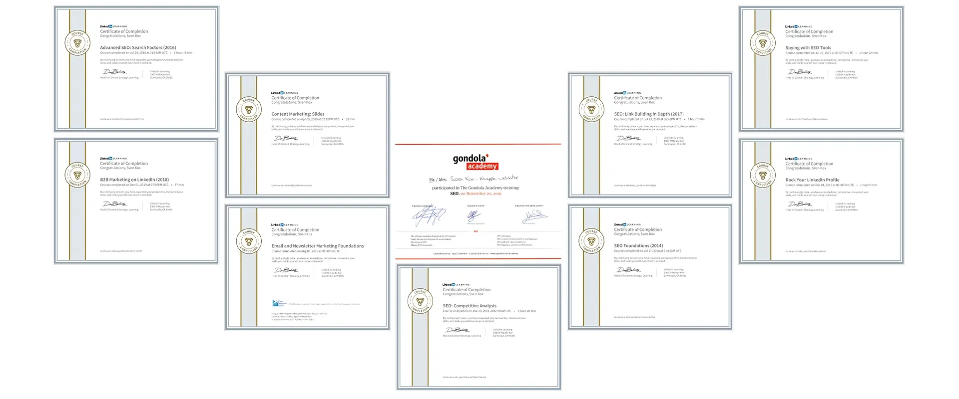 certificaten behaald door Knappe Websites