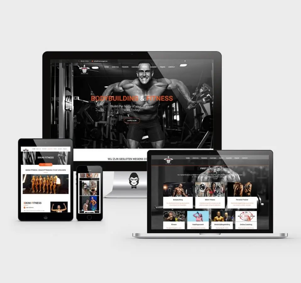 ontwerp website First Class Gym - webdesign Gent - Knappe Websites